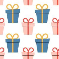 Cartoon holiday boxes with bows. seamless pattern. vector