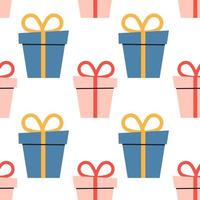 Cartoon holiday boxes with bows. seamless pattern. vector