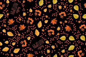 Autumn seamless pattern background with falling leaves. vector