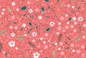 Cute colorful vector texture with flowers, leaves and plants