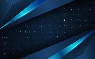 shiny dark blue shape overlap background technology and futuristic vector