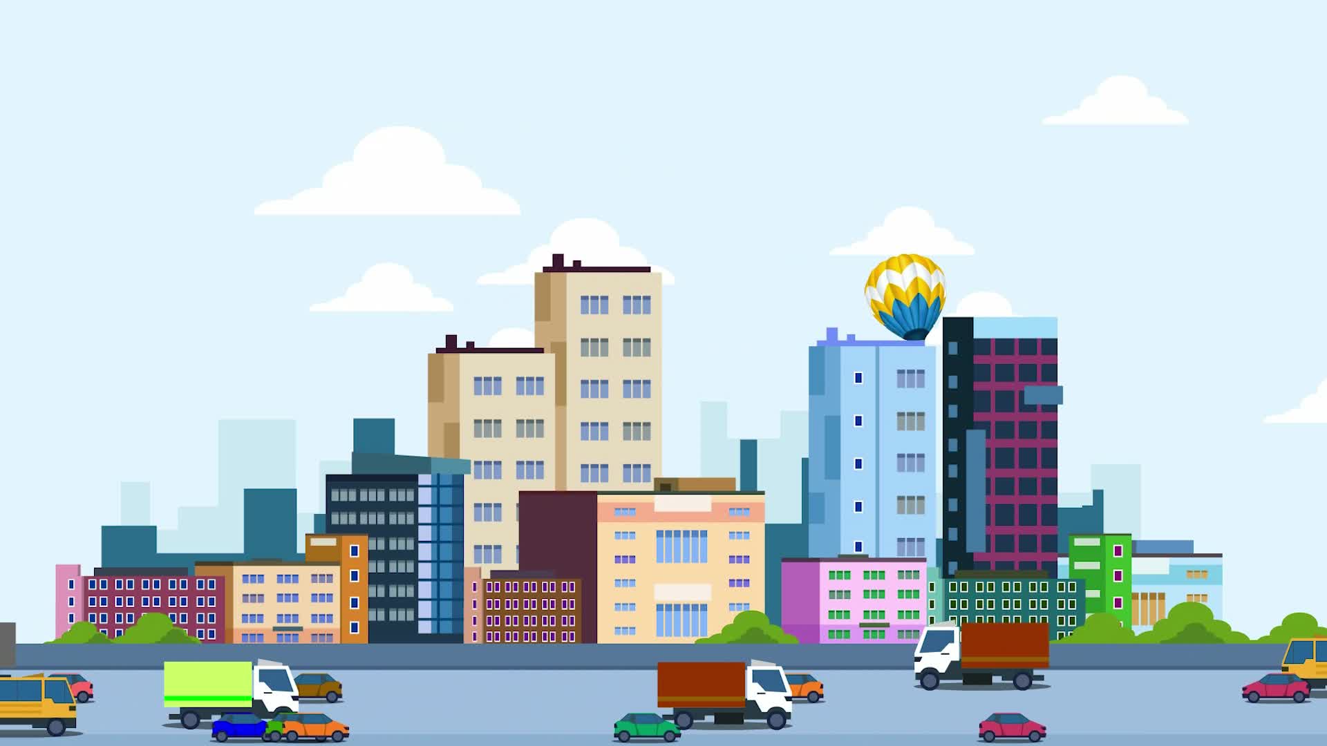 Cartoon Background - City with Busy Streets 3316280 Stock Video at Vecteezy