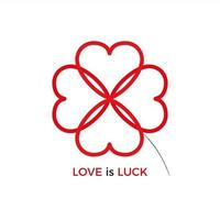 Four leaf clover composed of hearts isolated on white vector