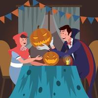 Giving Pumpkin in Halloween Celebration vector