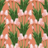Seamless pattern floral tulip flowers abstract vintage backgground. vector