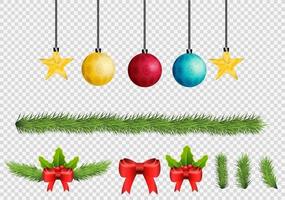 Merry christmas winter holiday realistic symbols set vector