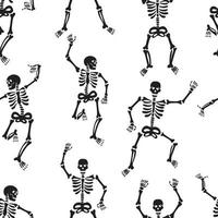 pattern with black skeletons, vigorously dancing and having fun vector