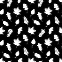 Seamless pattern of white leaves on a black background vector