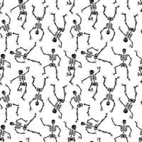 pattern with black skeletons, vigorously dancing and having fun vector