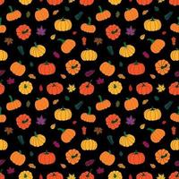 Colorful autumn leaves and pumpkins. vector illustration