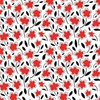 Red flowers on a white background seamless pattern vector