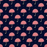 pattern with red umbrellas on a blue surface vector