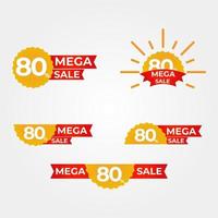mega sale badges collection. shopping bag with mega sale badges vector