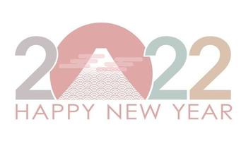 The Year 2022 New Years Vector Greeting Symbol With Mt. Fuji.
