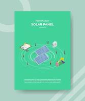 technology solar panel peolpe standing around money vector