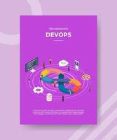 tecnología devops personas de pie alrededor de la secuencia de trabajo vector