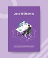 technology video conference concept men sitting on chair vector