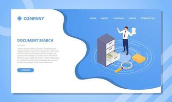 document search concept for website template or landing vector