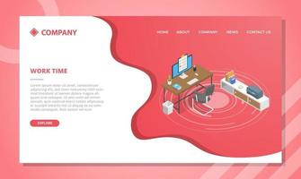 work time concept for website template or landing vector