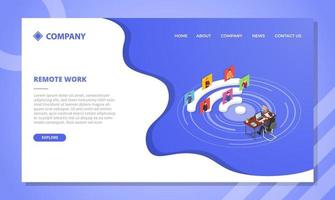 remote collaboration concept for website template or landing vector