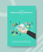 business omni chanel marketing hand hold smartphone vector