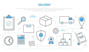 concepto de negocio de envío de entrega con estilo de línea de icono conectado vector