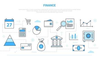 concepto de finanzas empresariales con estilo de línea de icono conectado vector