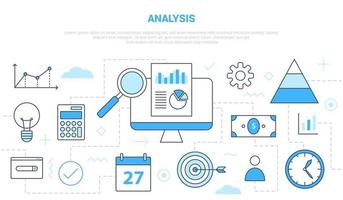 concepto de análisis empresarial con varias líneas de iconos vector