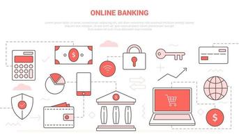 Online banking concept with laptop and online shopping vector