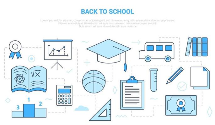 back to school concept with icon set template banner