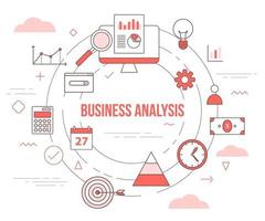 business analysis concept with icon set template banner vector