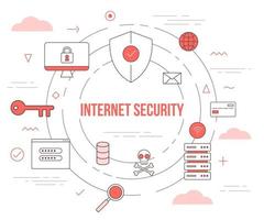 internet security technology concept with icon set template banner vector