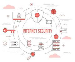 Concepto de tecnología de seguridad de Internet con banner de plantilla de conjunto de iconos vector