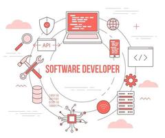 software developer concept with icon set template banner vector