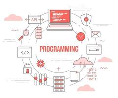 programming technology concept with icon set template banner vector