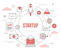 startup business concept with icon set template banner vector