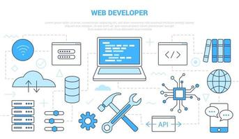 web website developer concept with icon set template banner vector