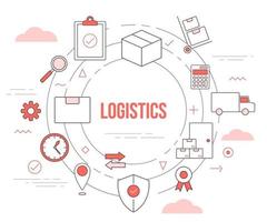 logistics delivery concept with icon set template banner vector