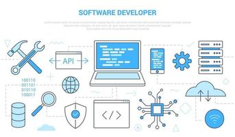software developer concept with icon set template banner vector