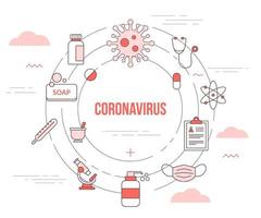 coronavirus concept with icon set template banner vector