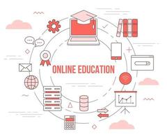 online education concept with icon set template banner vector