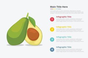 Infografía de fruta de aguacate con algún punto. vector