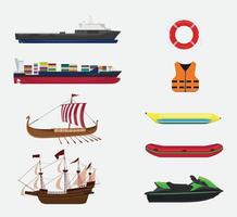 transportation in sea or water collection with various range size vector