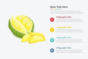 Infografía de fruta durian king con algún punto. vector