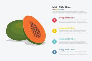 infografías de fruta de papaya con algún punto. vector