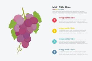 Infografía de frutas de uvas con algún punto. vector