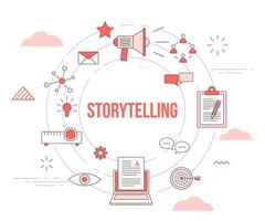 storytelling concept with icon set template banner vector