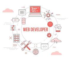 web or website developer concept with icon set template banner vector