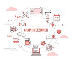 graphic designer concept with icon set template banner vector
