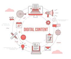 digital content concept with icon set template banner vector